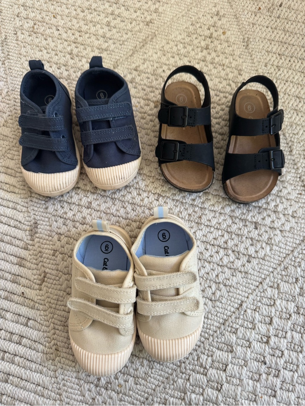 Cat & Jack Canvas Hook-and-Loop Sneakers in Navy and Beige